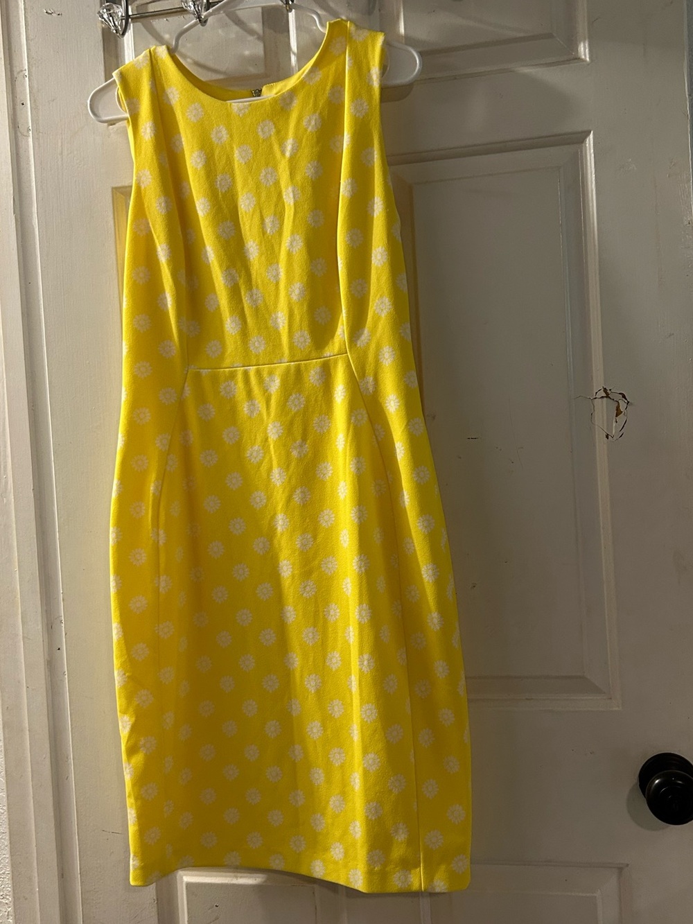 Calvin Klein Yellow Polka Dot Sleeveless Sheath Dress